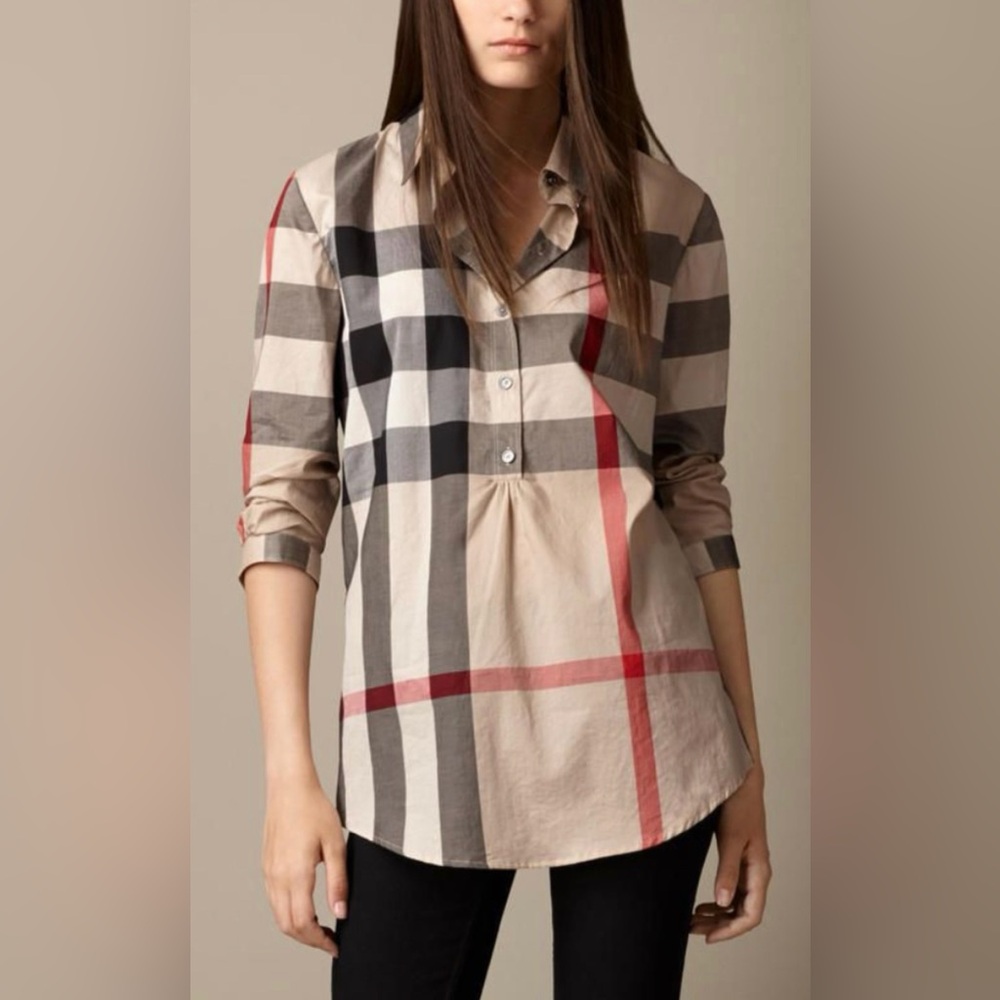 Rare! Burberry Brit Nova Check Print Blouse- Size Small